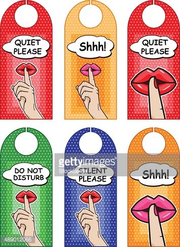 355x486 Vector Door Signs Quiet Please, Shhh, Silence Please, Don't