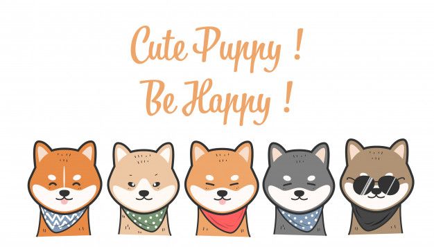 626x357 Cute Shiba Inu Dogs Smile Character Cartoon Doodle Premium Vector