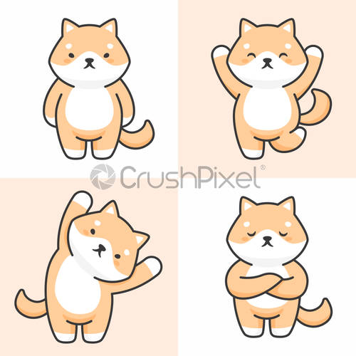 500x500 Vector Set Of Cute Shiba Inu Dog Characters, Stock Vector Crushpixel