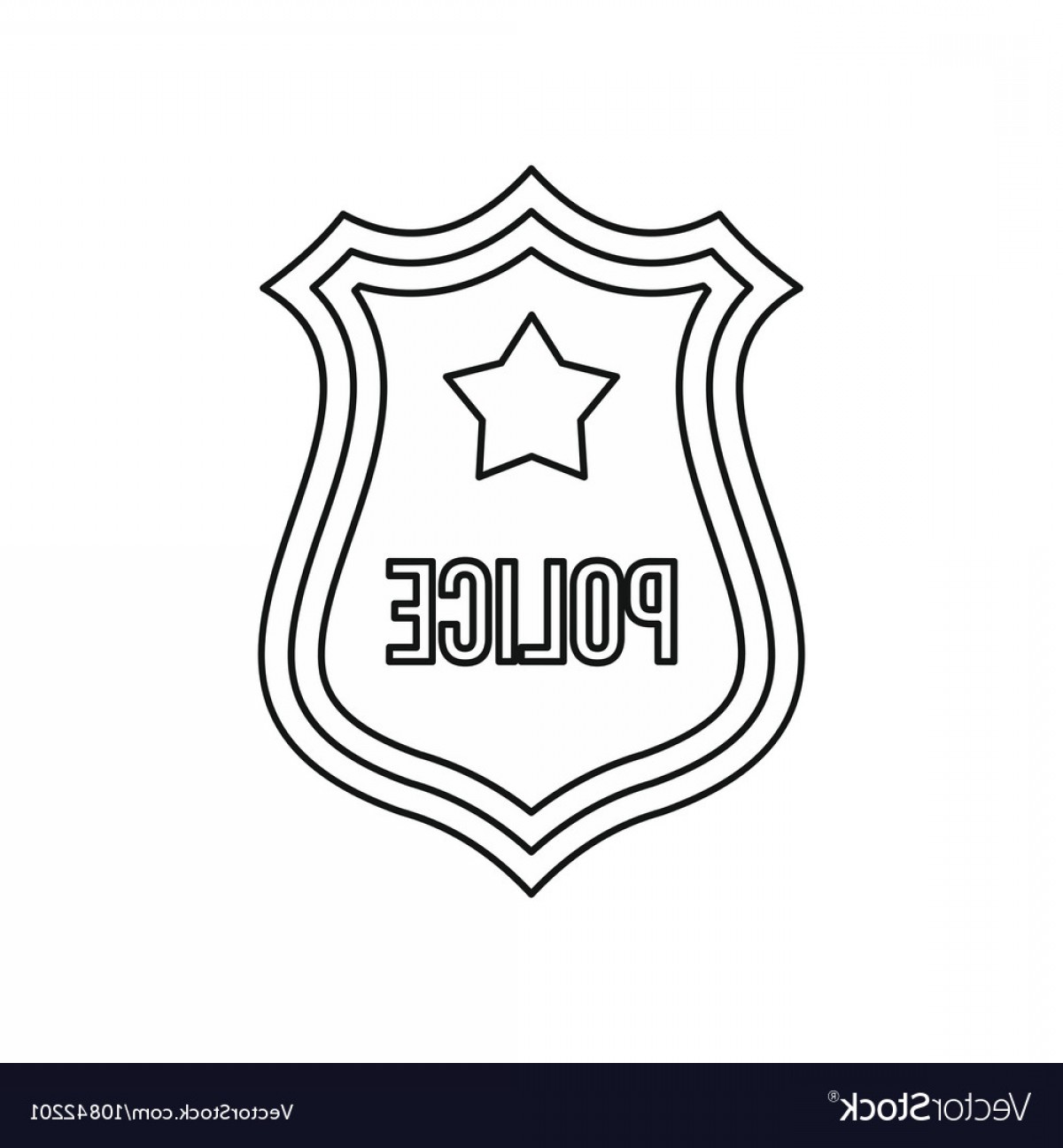 1200x1296 Police Shield Badge Icon Outline Style Vector Cqrecords