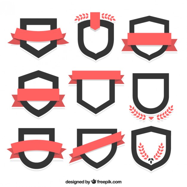 626x626 Shield Badge With Ribbon Collection Vector Free Download