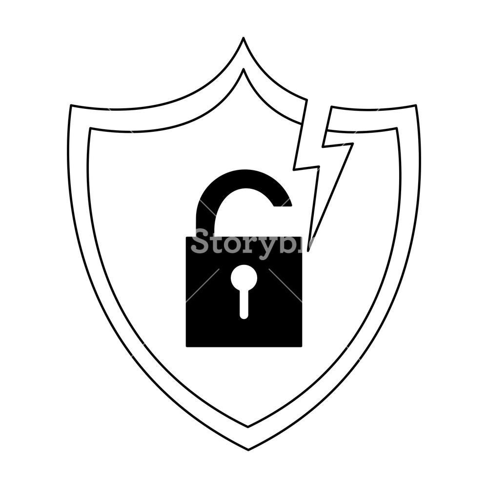 1000x1000 Shield With Padlock On Badge Symbol Vector Illustration Graphic