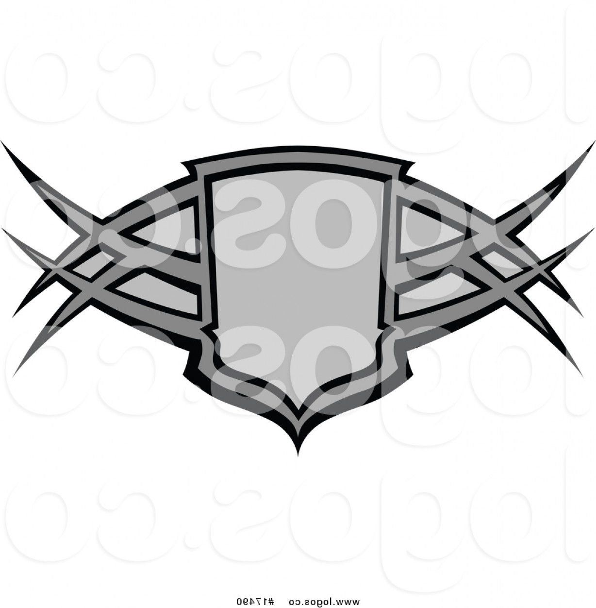 1228x1252 Vector Logo Of A Grayscale Tribal Shield Badge