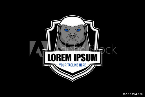 500x334 Cute Honey Badger Head Animal Cartoon Character With Shield Badge