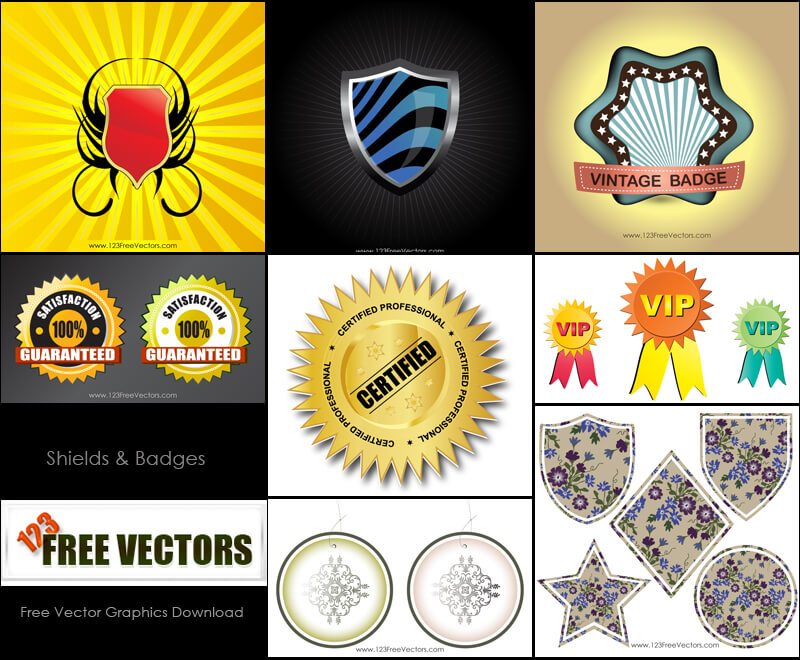 800x660 Free Shield Badge Vector Pack