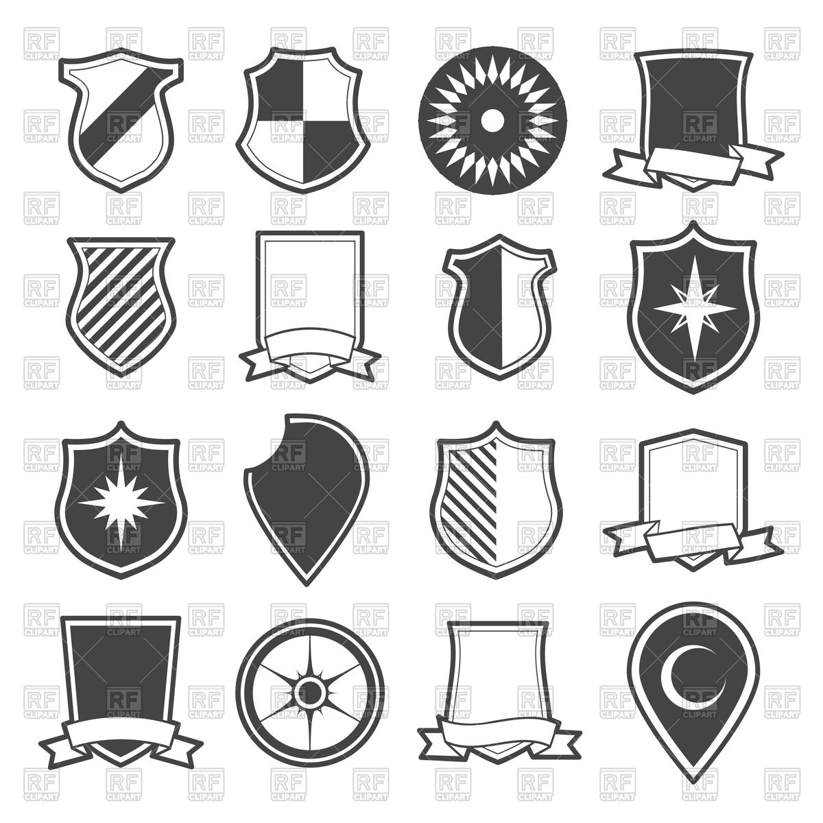 1200x1200 Medieval And Ancient Shield Icons Set Vector Image Of Heraldry