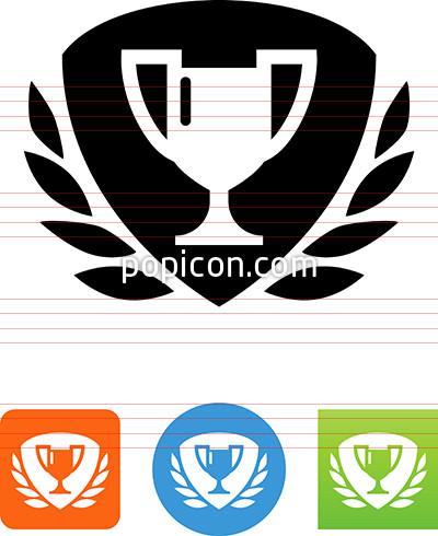 400x490 Trophy Cup With Laurel And Shield Icon