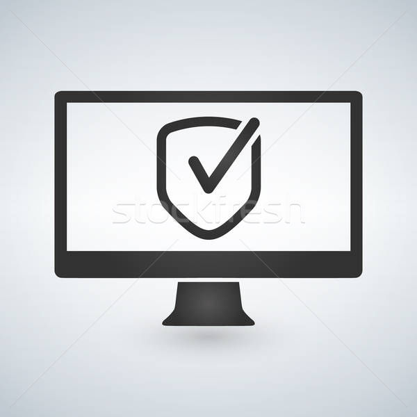 600x600 Computer Approve Checkmark In The Shield Icon, Vector Illustrati