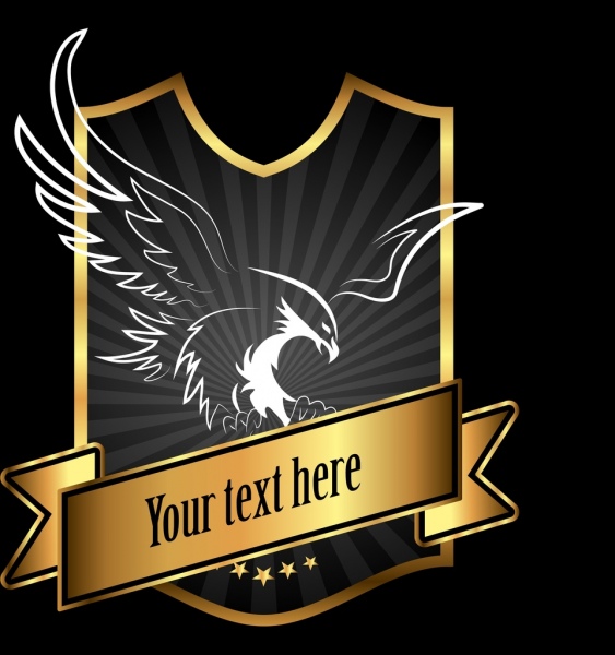563x600 Logo Template Eagle Icon Golden Shiny Shield Design Free Vector