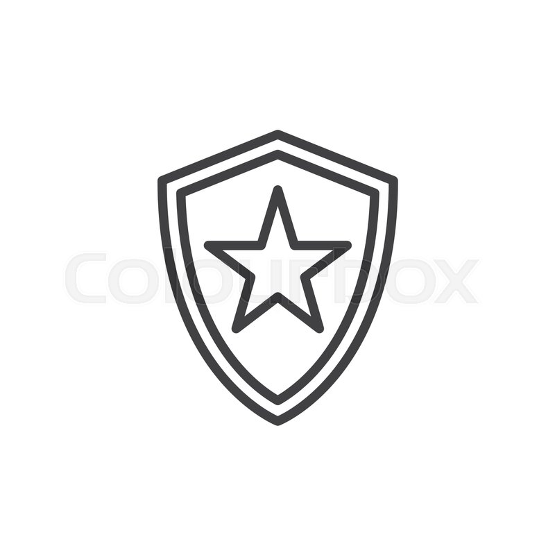 800x800 Shield With Star Line Icon, Outline Stock Vector Colourbox