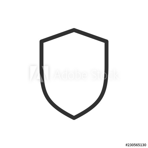500x500 Shield Line Icon, Outline Vector Illustration, Linear Pictogram