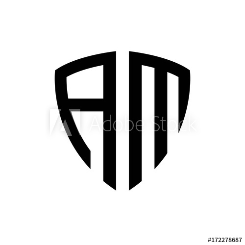 500x500 Initial Letters Logo Am Black Monogram Shield Shape Vector