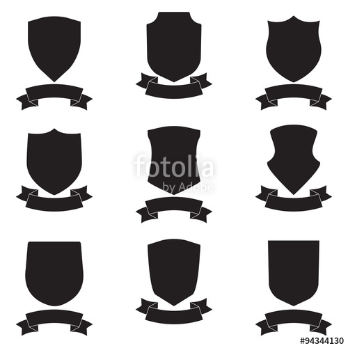 500x500 Shields And Stylish Ribbon Set Different Black Shield Shapes