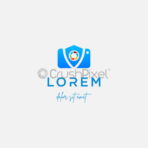 500x500 Camera Shield Logo Template Vector Design Sign, Stock Vector