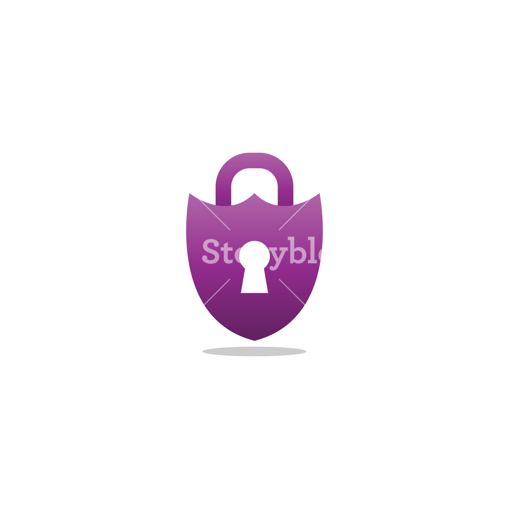 1000x1000 Purple Padlock Shield Logo Design Template Vector Royalty Free