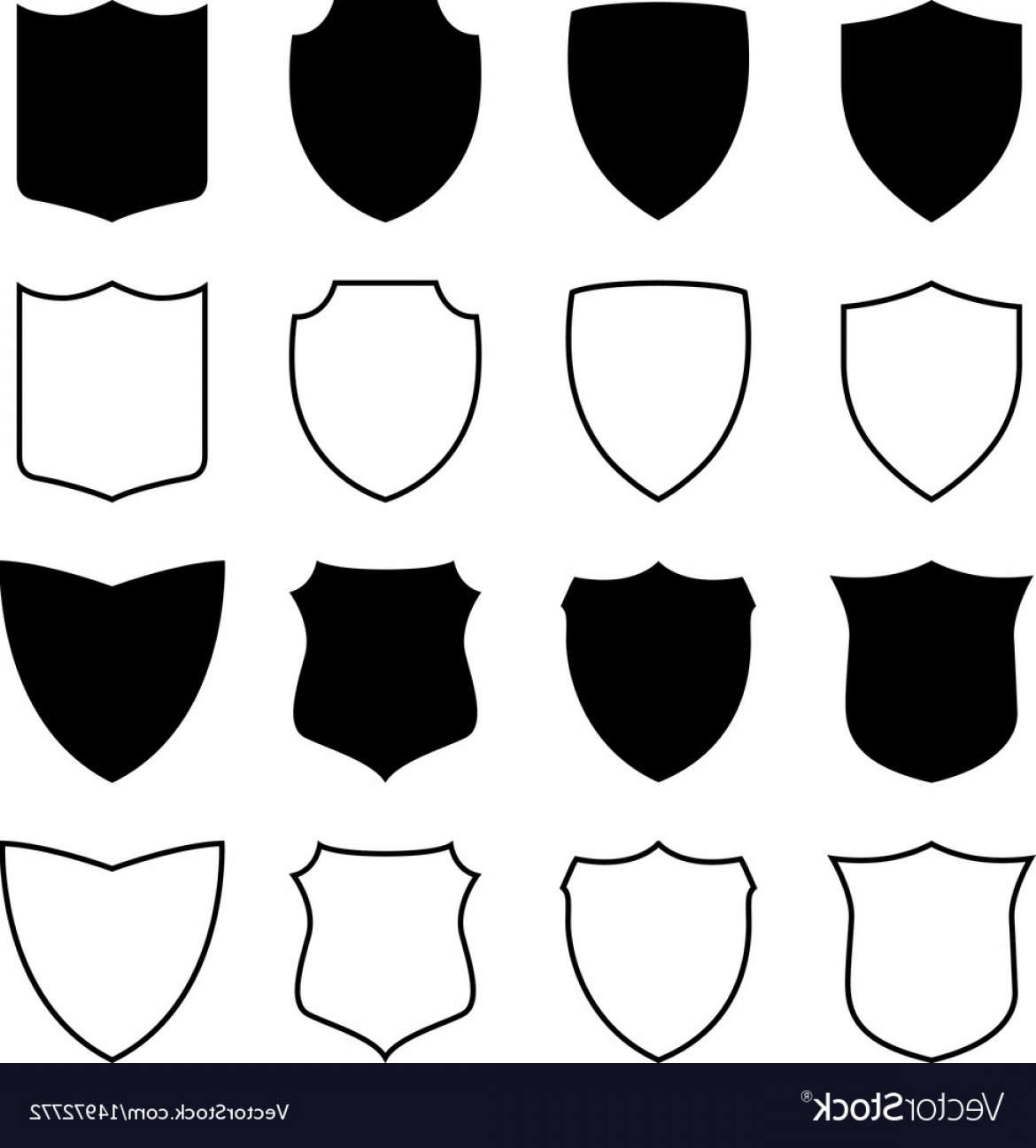 1170x1296 Set Of Silhouettes And Outlines Of Shields Vector Cqrecords