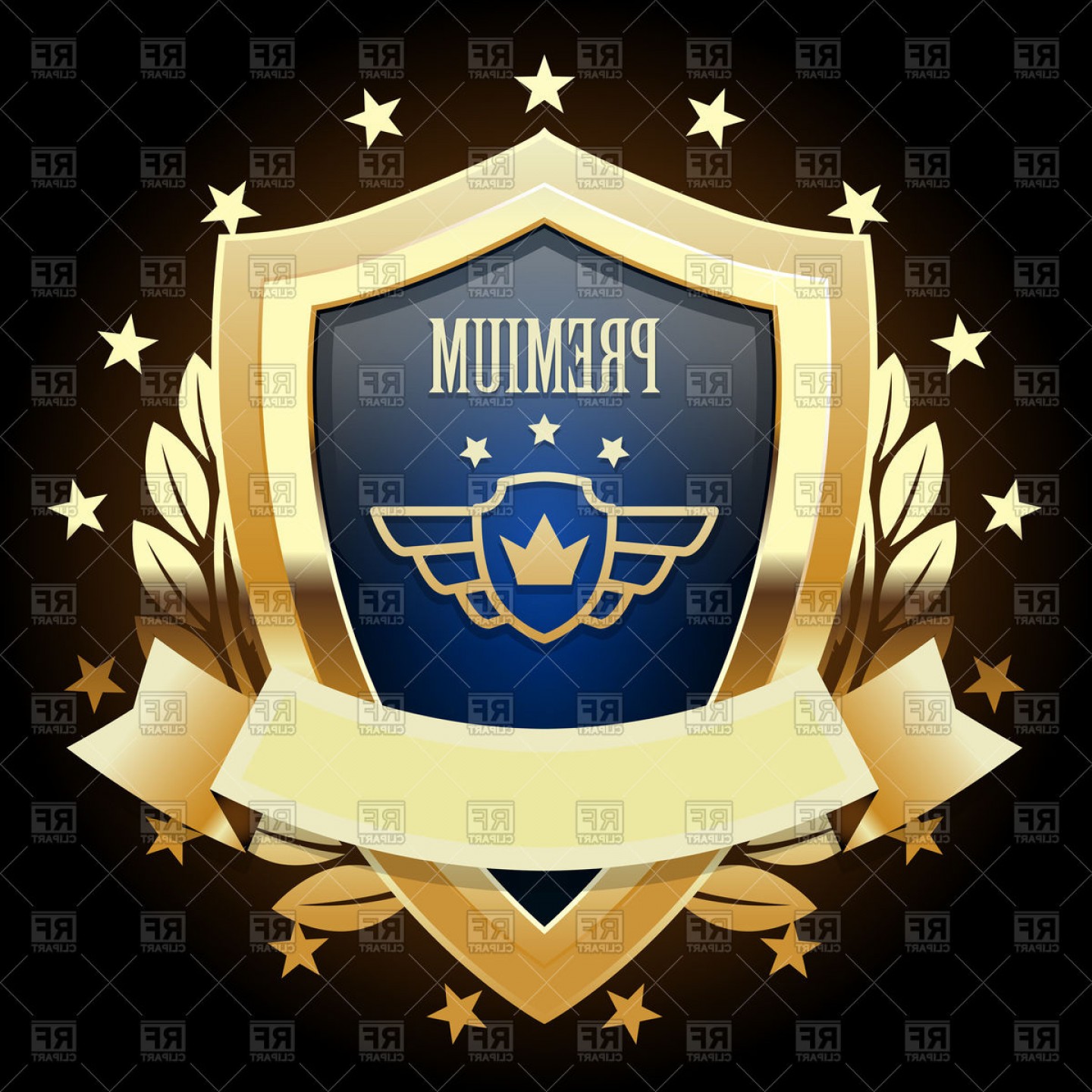 1440x1440 Golden Shield Emblem Vector Clipart Handandbeak