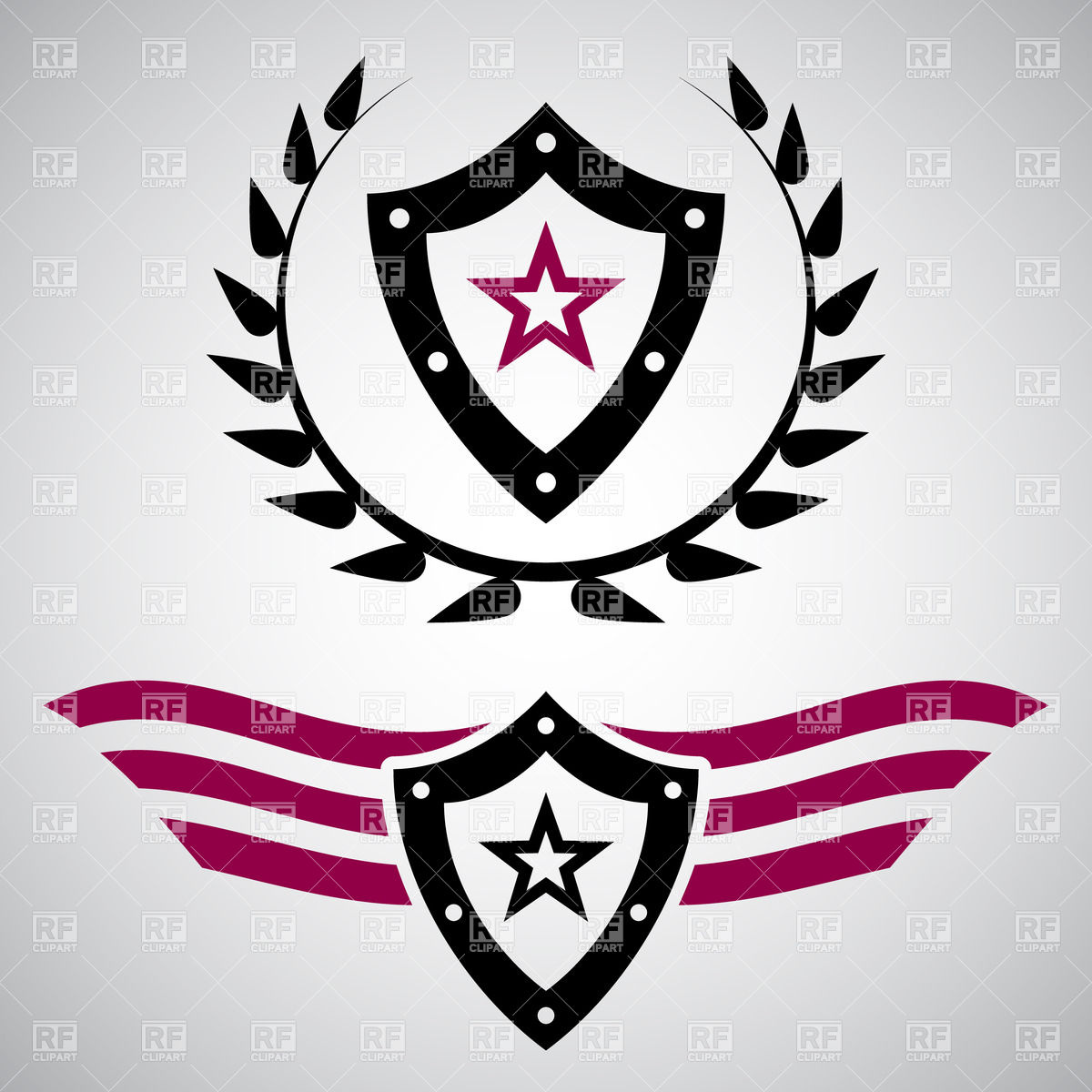 1200x1200 Military Style Emblems With Shields Vector Image Of Icons