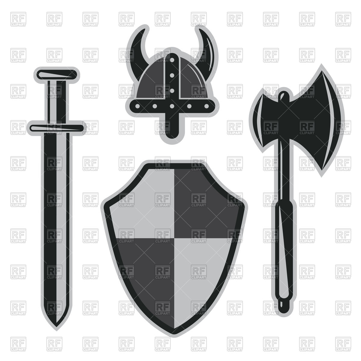 1200x1200 Viking Sword, Helmet, Shield Vector Image Of Icons And Emblems