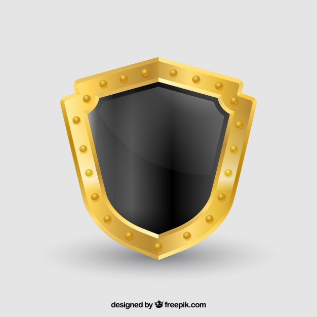 626x626 Shield With Golden Border Vector Free Download