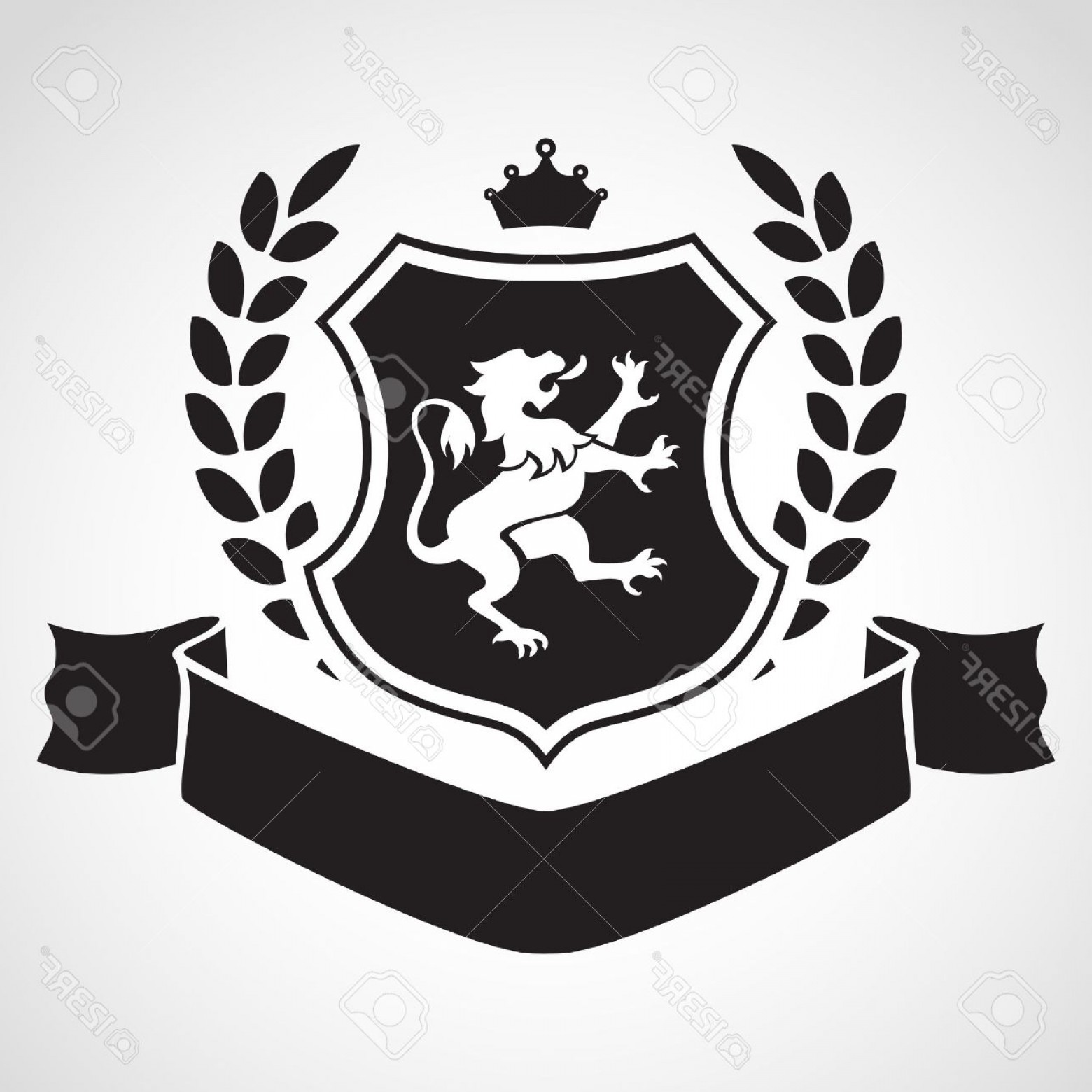 1560x1560 Photostock Vector Coat Of Arms Shield With Lion Laurel Crown