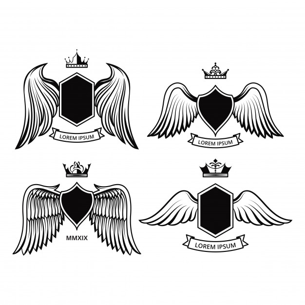 626x626 Shield Design With Wings Vector Collections Vector Premium Download