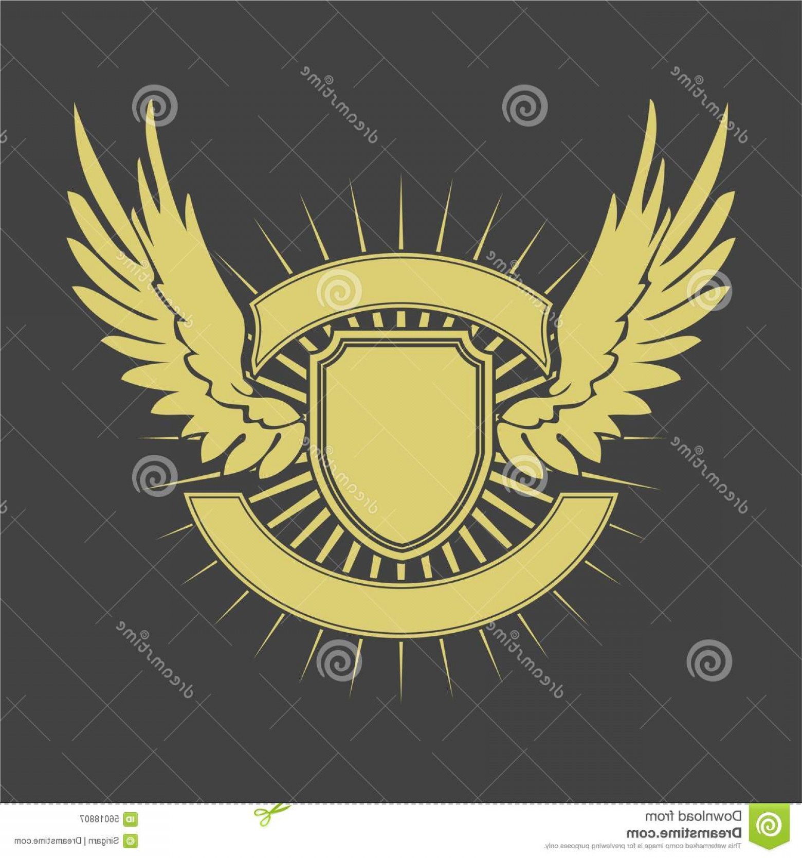 1560x1668 Stock Illustration Shield Wings Gold Wings Shield Gray Background