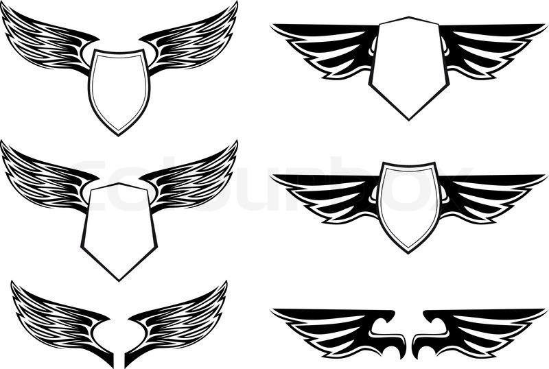 800x538 Heraldic Wings With Shields For Design Stock Vector Colourbox