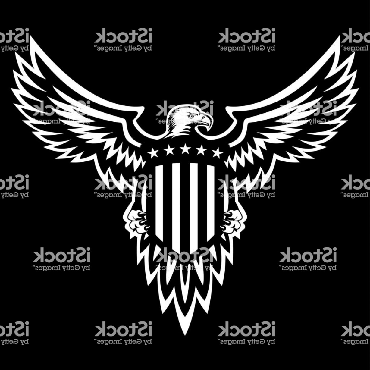 1228x1228 Patriotic American Eagle Vector Illustration Wings Spread Holding