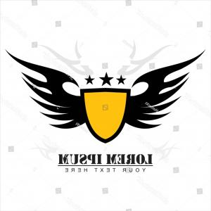 300x300 Photostock Vector Golden Black Shield With Wings On Blank