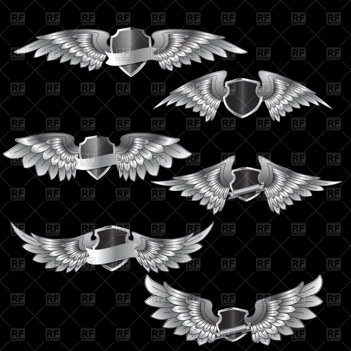 1200x1200 Set Of Shields With Wings Vector Image Of Icons And Emblems
