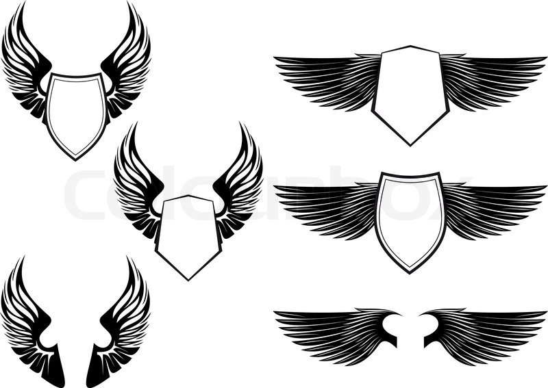 800x567 Shield With Wings As A Heraldic Symbol Stock Vector Colourbox