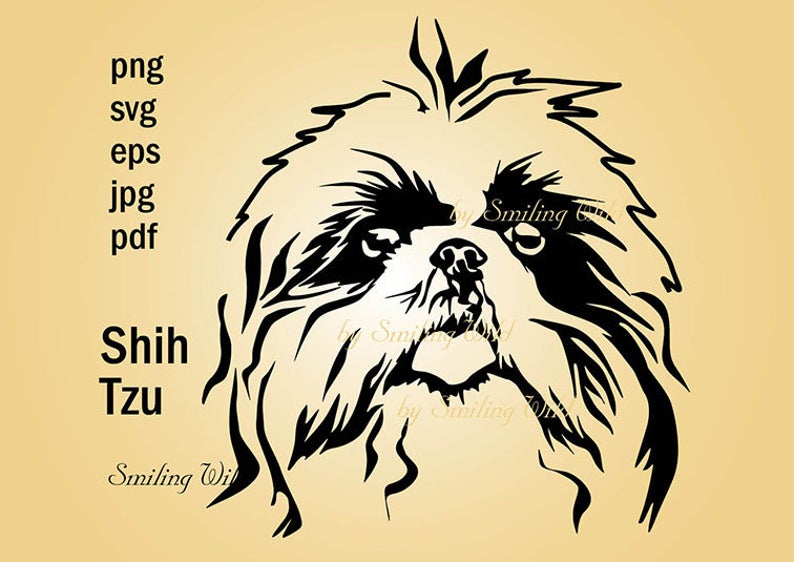 794x562 Shih Tzu Art Design Png Clipart Printable Vector Graphic Etsy