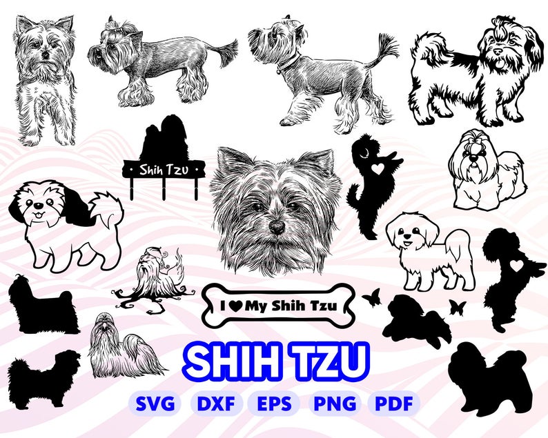 794x635 Shih Tzu Dog Shih Tzu Clipart Shih Tzu Silhouette Etsy