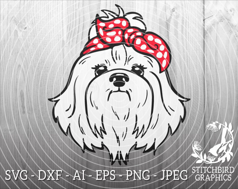 794x631 Shih Tzu Bandana Dxf Instant Download Vector Art Etsy