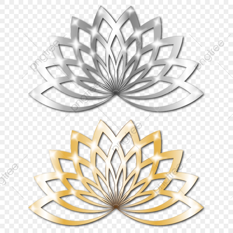 800x800 Silver Golden Lotus Floral Metal Shine Vector, Silver, Lotus