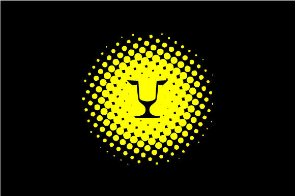580x386 Lion Head In Halftone Sun Shine Vector Logo Graphic