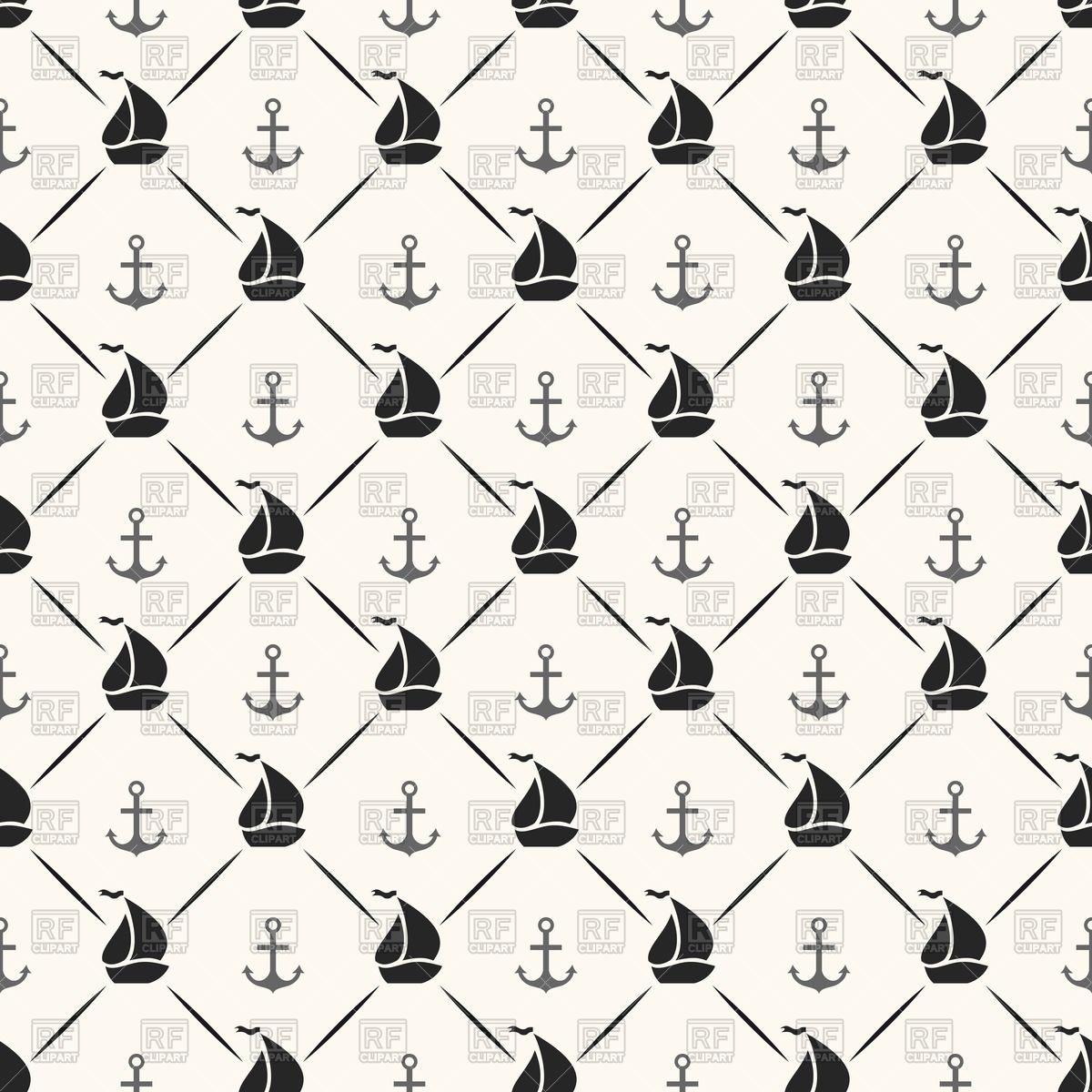 1200x1200 Seamless Pattern With Ships And Anchor Vector Image Of Backgrounds