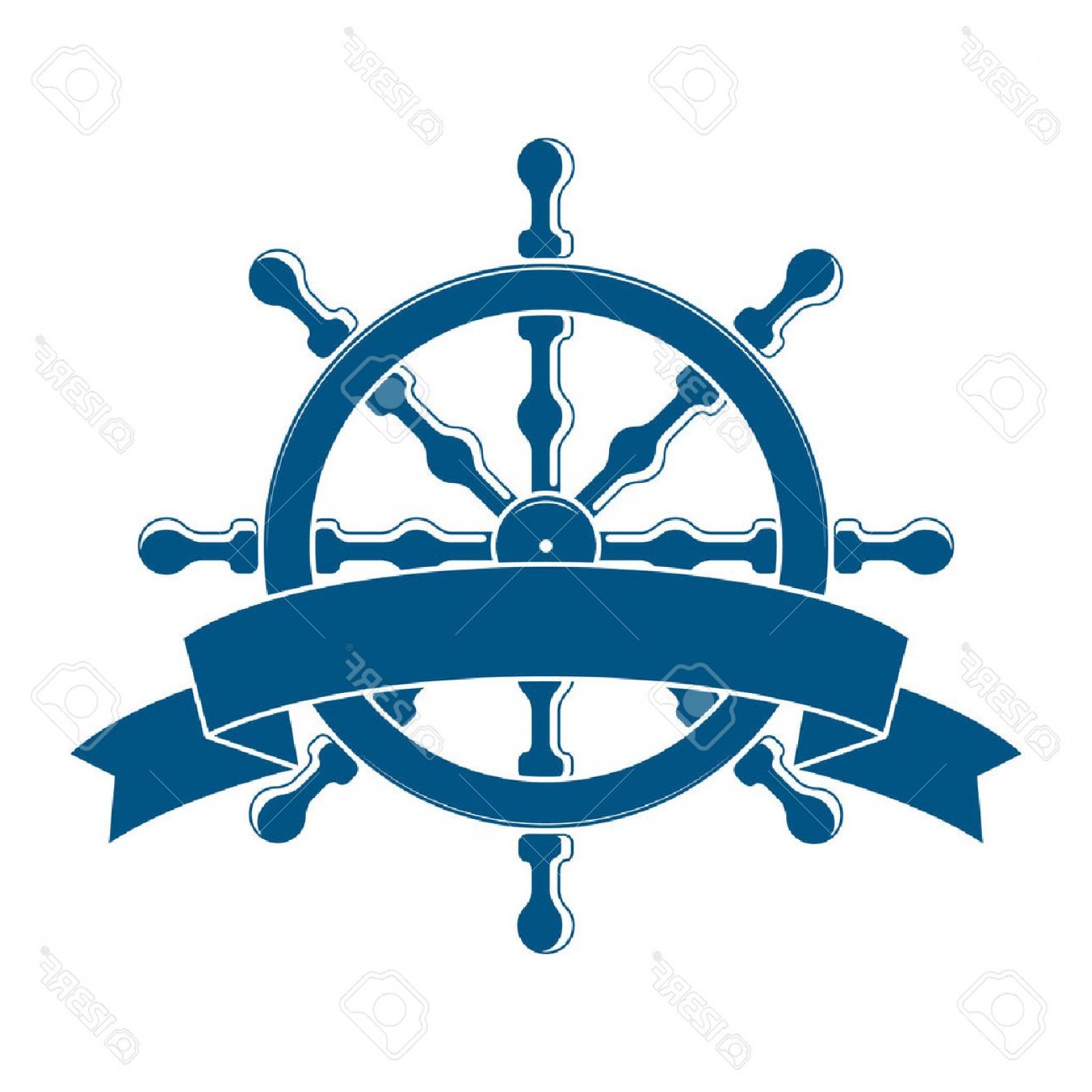 Photostock Vector Ship Wheel With Banner Nautical Emblem Vector 1560x1560 Photostock Vector Ship Wheel With Banner Nautical Emblem Vector