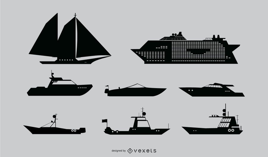 900x529 Nautical Ship Silhouette Set