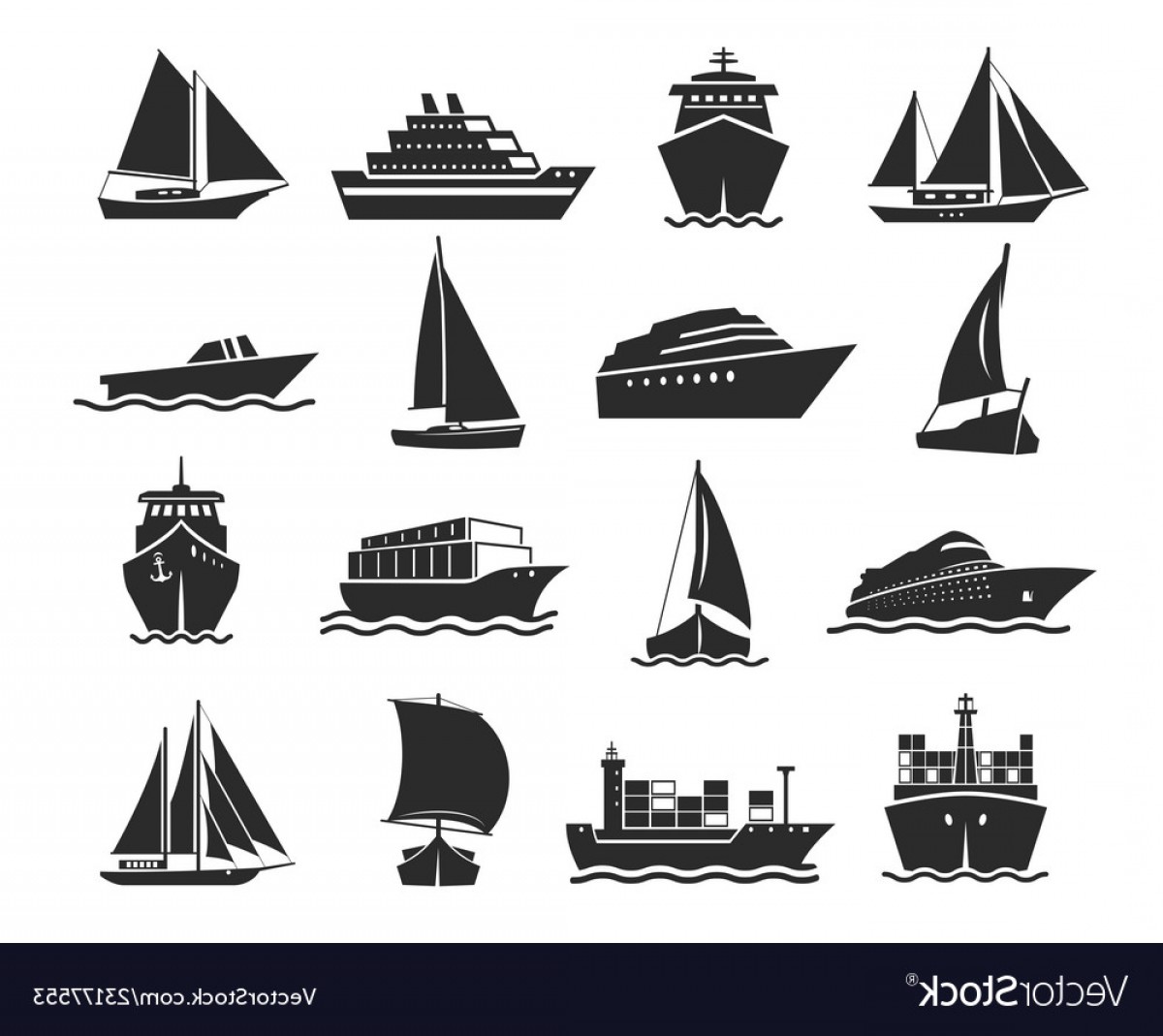 1200x1069 Ship And Marine Boat Black Silhouette Set Vector Cqrecords