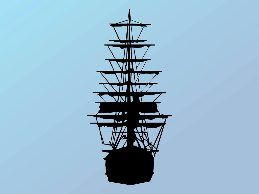 1024x768 Ship Silhouette Vector Art Graphics