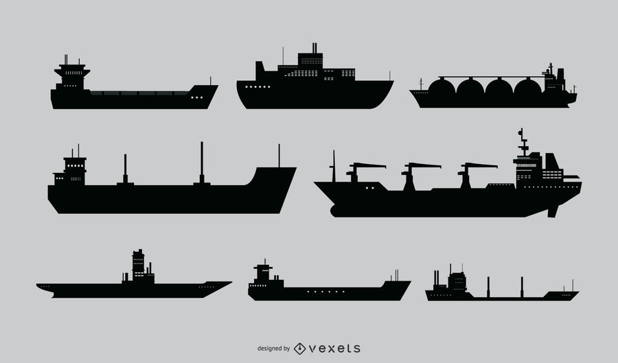 900x529 Ship Silhouette Vector Set