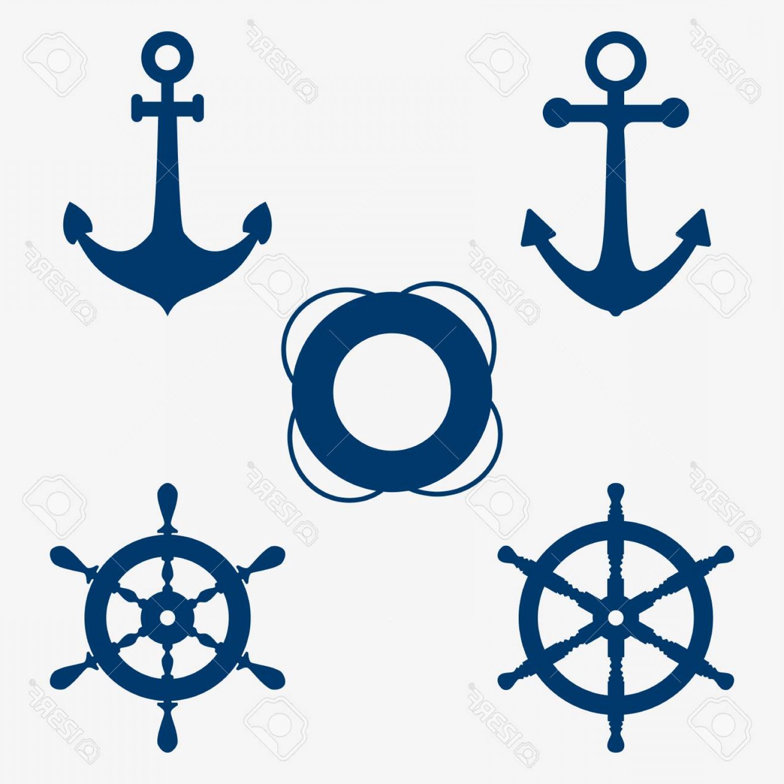 Photostock Vector Set Of Images Of An Anchor Lifebuoy And Steering 1560x1560 Photostock Vector Set Of Images Of An Anchor Lifebuoy And Steering