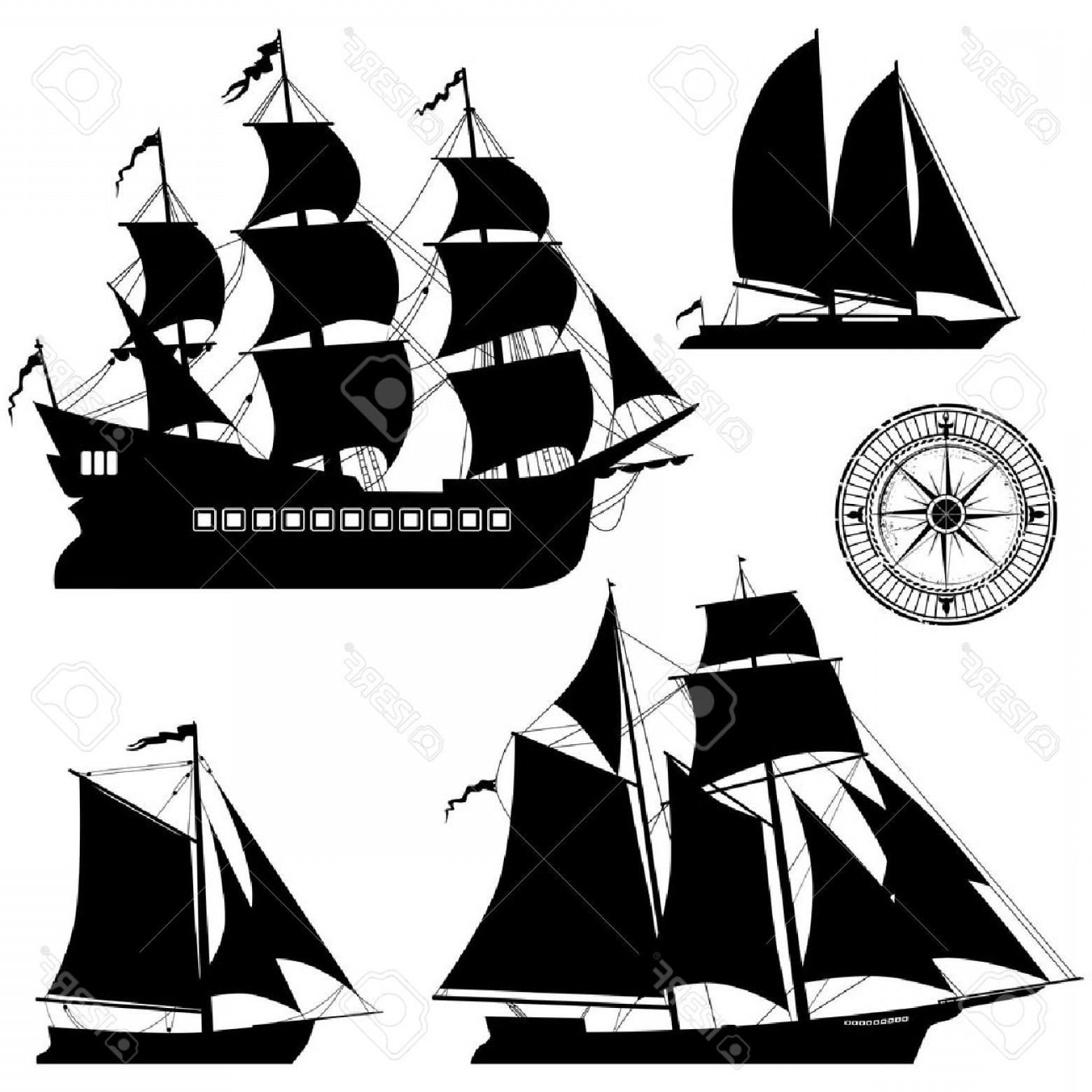 1560x1560 Photostock Vector Yacht And Old Pirate Ships Vector Set Handandbeak