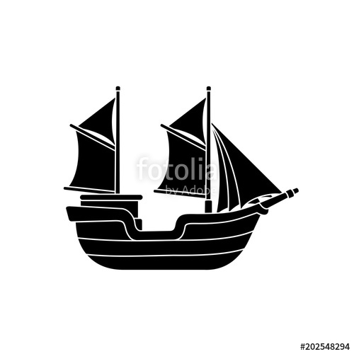 500x500 Pinisi, Indonesian Traditional Ship, Vector Silhouette