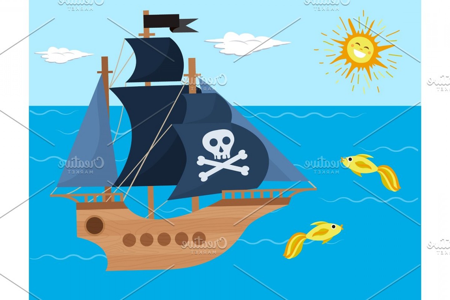 1440x960 Pirate Ship Vector Kids Cartoon Sarahgardan