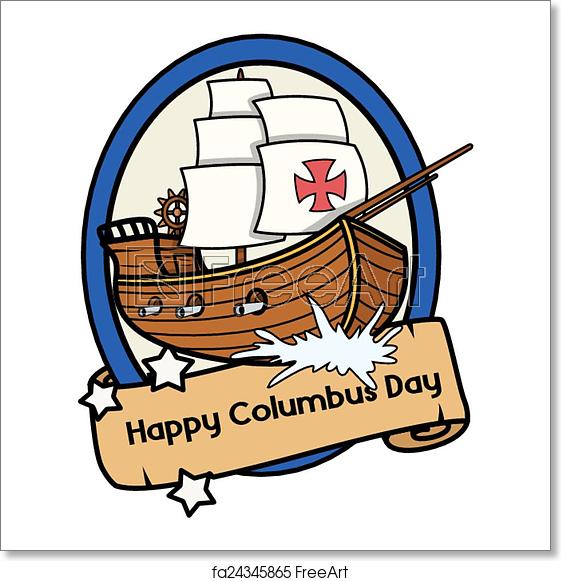561x581 Free Art Print Of Retro Columbus Ship Vector Columbus Day Retro