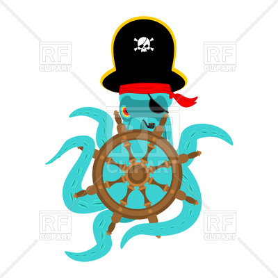 400x400 Octopus Pirate And Handwheel Or Ship Wheel Vector Image Of Plants