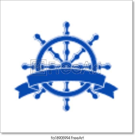 561x581 Free Art Print Of Ship Wheel With Banner Nautical Emblem Vector